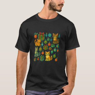 Camiseta Patrón Navideño de Gatitos Adorables con Festivo