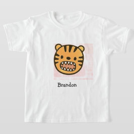 Camiseta Patrón púrpura de la cara del tigre marrón