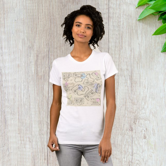 Camiseta Patrón Retro de Cinta de Mezcla de Casete Nostálgi (Subido por el creador)