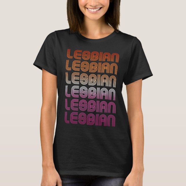 CAMISETA PATRÓN RETRO DE ORGULLO LESBIANO (Anverso)