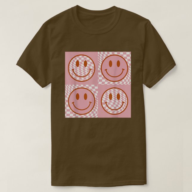 Camiseta Patrón retro de rostro feliz sonrisa tr (Diseño del anverso)