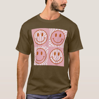 Camiseta Patrón retro de rostro feliz sonrisa tr