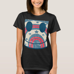 Camiseta Patrón retro feliz de la cara verificada para las