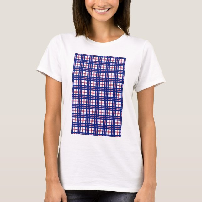 Camiseta Patrón revestido rojo azul blanco (Anverso)