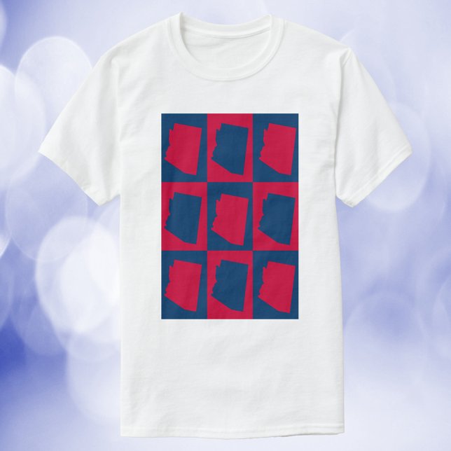 Camiseta Patrón rojo y azul de Arizona (A shirt with a red and blue pattern featuring the US State of Arizona.)