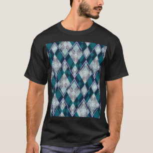 Camiseta Patrón rombombante geométrico turquesa sin soldadu