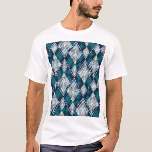 Camiseta Patrón rombombante geométrico turquesa sin soldadu