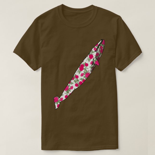 Camiseta Patrón Rosa Ascendente de ballena azul (Diseño del anverso)