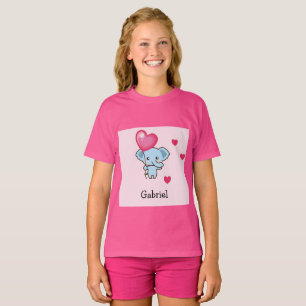 Camiseta Patrón rosa de elefante corto
