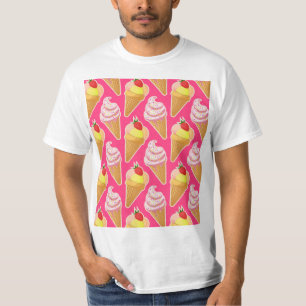 Camiseta Patrón rosa de Kawaii con helado de fresa