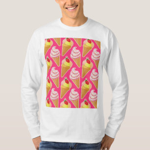 Camiseta Patrón rosa de Kawaii con helado de fresa