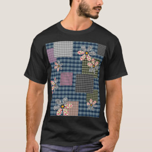 Camiseta Patrón rústico retro de patchwork multicolor