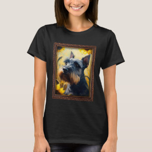 Camiseta Patrón Schnauzer Pintura Flor de girasol Mamá W