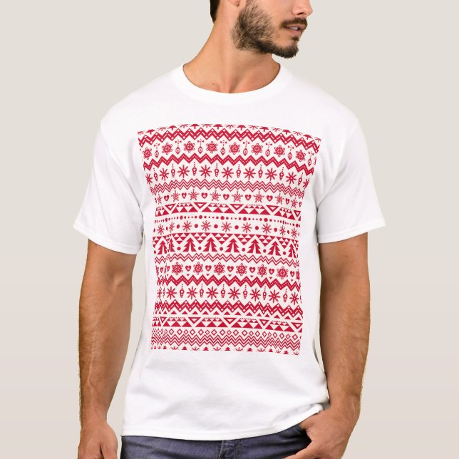 Camiseta Patrón sin fisuras de los Navidades festivos. (Anverso)