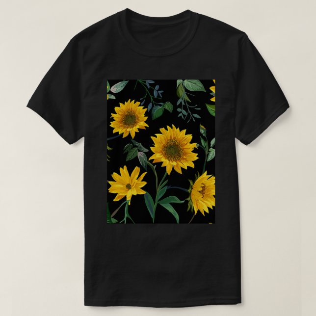 Camiseta Patrón sin fisuras del ilustracion floral del sol (Diseño del anverso)