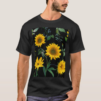Camiseta Patrón sin fisuras del ilustracion floral del sol