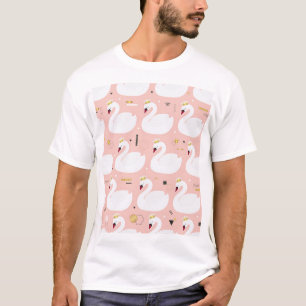 Camiseta Patrón sin foco con cisnes blancos.