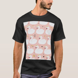 Camiseta Patrón sin foco con cisnes blancos.
