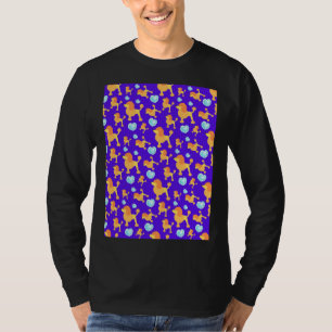Camiseta Patrón sin foco con corazones brillantes azules