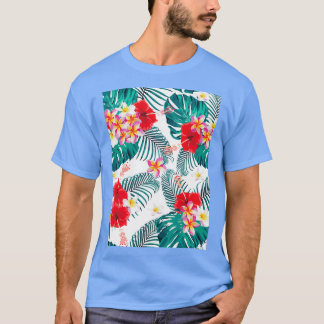 Camiseta Patrón sin foco de montura floral frangipani hibis