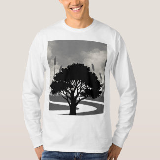 Camiseta Patrón sinuoso del árbol de la naturaleza en blanc