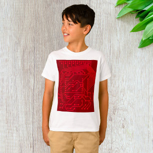 Camiseta Patrón tecnológico de placa de circuito rojo retro