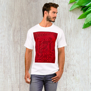 Camiseta Patrón tecnológico de placa de circuito rojo retro