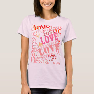 Camiseta patrón tipográfico de palabras de amor