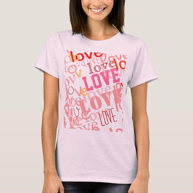 Camiseta patrón tipográfico de palabras de amor (Anverso)