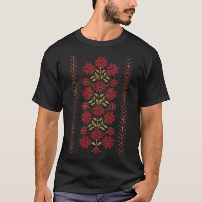 Camiseta Patrón tradicional de flores de Bordados de Tatree (Anverso)