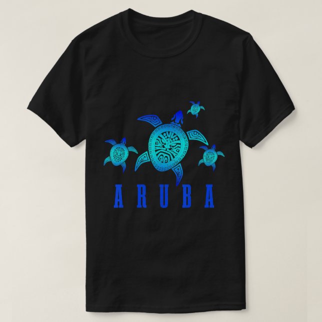 Camiseta Patrón tribal de tortuga del mar de Aruba Buceo Sc (Diseño del anverso)