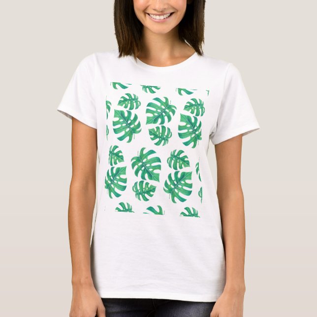 Camiseta Patrón tropical con hojas de monstera (Anverso)