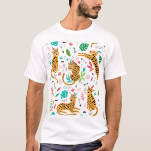 Camiseta Patrón tropical de leopardos tribales infantiles
