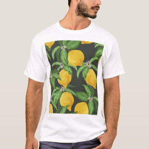 Camiseta Patrón tropical de limón vintage