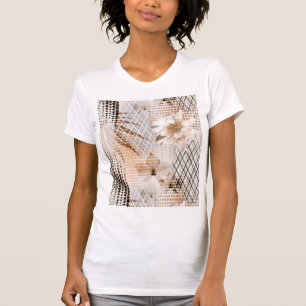 Camiseta Patrón tropical gris, beige.
