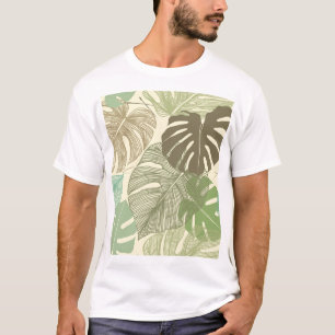 Camiseta Patrón trópico de monastera retro a mano