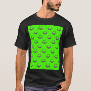 Camiseta Patrón Ufo de Alien Verde Brillante