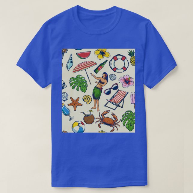 Camiseta Patrón veraniego colorido e incomparable (Diseño del anverso)