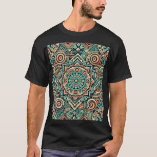 Camiseta Patrón Verde azulado y terracota de inspiración az