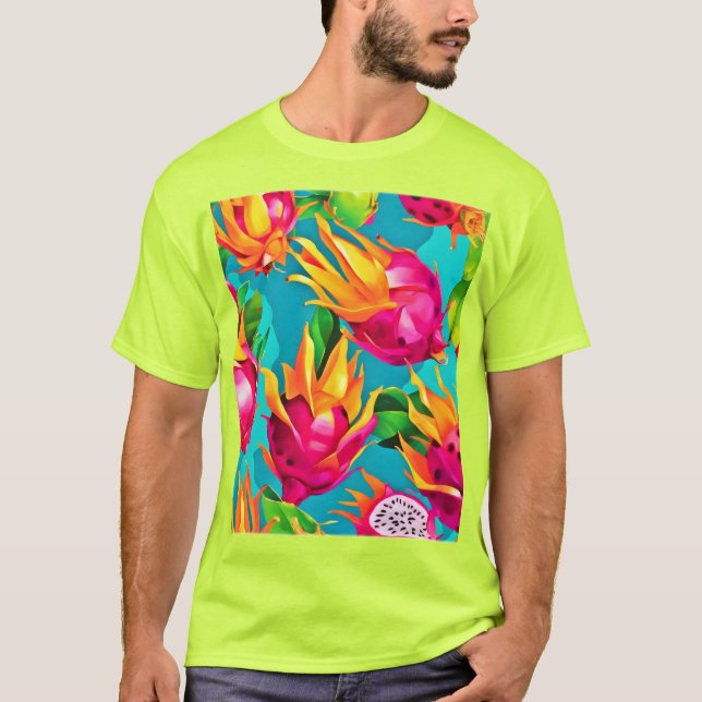 Camiseta Patrón vibrante de fruta de dragón (Anverso)
