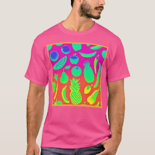 Camiseta Patrón vibrante de frutas de neón