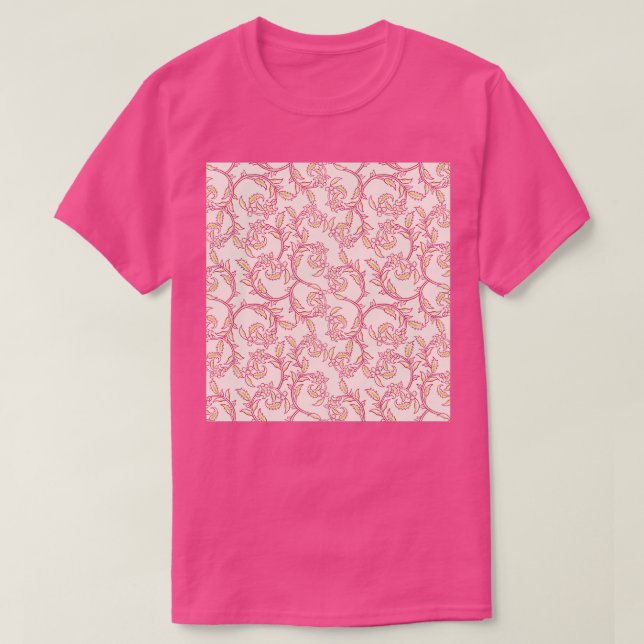 Camiseta Patrón victoriano de flores rosadas Pastel (Diseño del anverso)