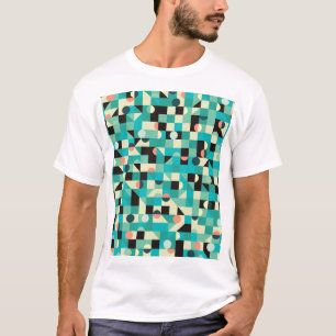 Camiseta Patrón vintage con triángulos y círculos.