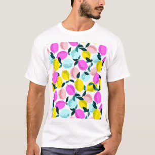 Camiseta Patrón Vintage de Limones Dibujados a Mano