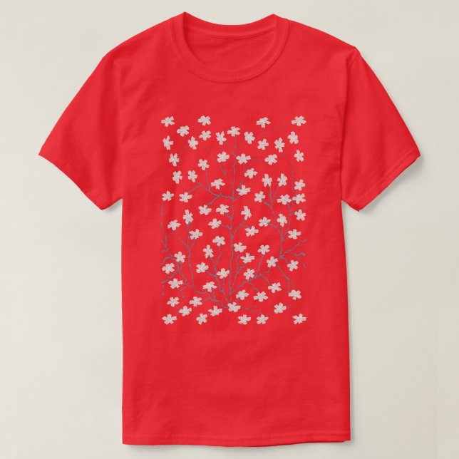 Camiseta Patrones de flor de tela de tinta índigo (Diseño del anverso)