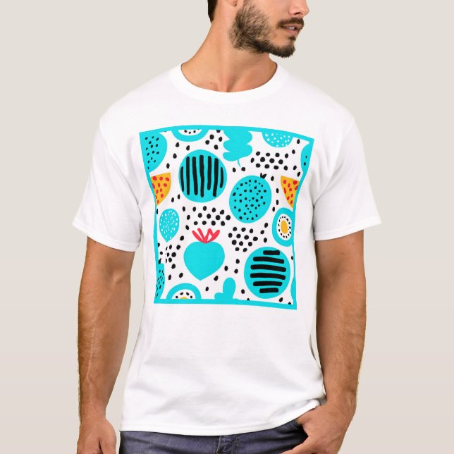 Camiseta Patrones de frutas azules pintando arte. Compra ah (Anverso)