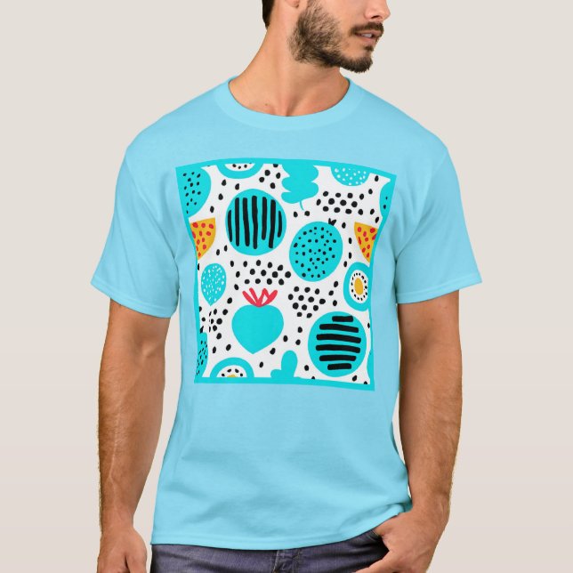 Camiseta Patrones de frutas azules pintando arte. Compra ah (Anverso)