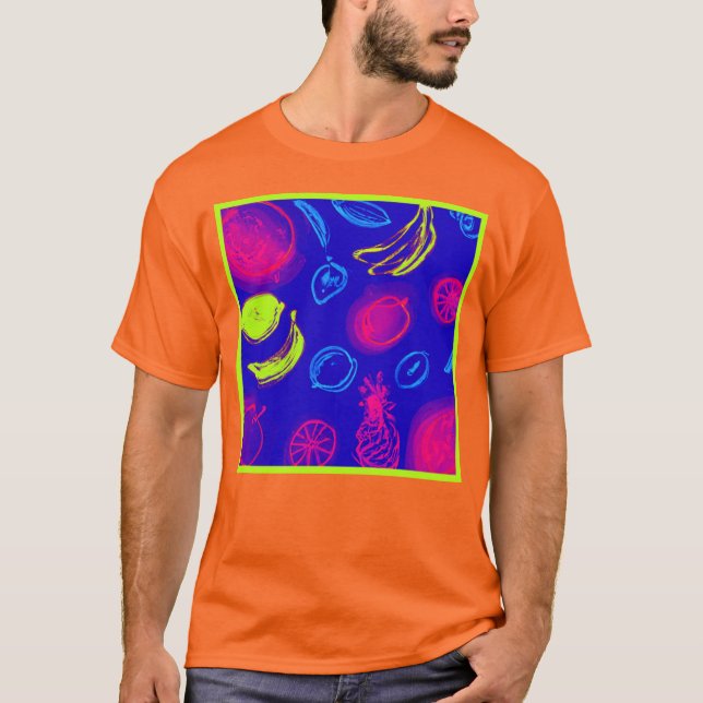 Camiseta Patrones de frutas tropicales de neón Art. Comprar (Anverso)