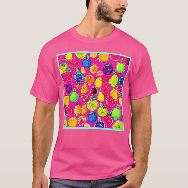 Camiseta Patrones de fusión de frutas vibrantes (Anverso)