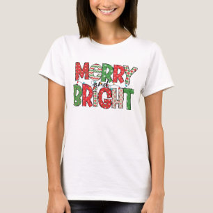 Camiseta Patrones De Navidades Coloridos Y Brillantes